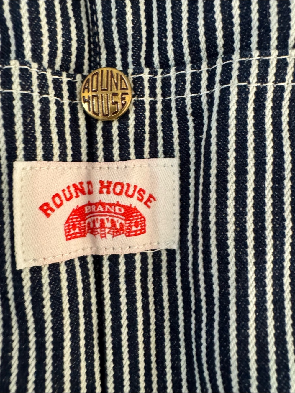 Rroundhouse Striped Denim Overalls - Navy/White womens XS - Picture 2 of 4